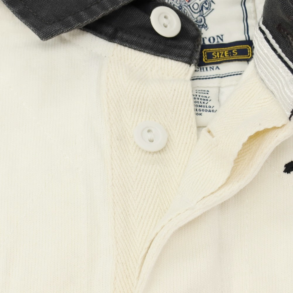 【中古】ラルフローレンラグビー RALPH LAUREN RUGBY コットン 長袖ポロシャツ アイボリー系【サイズS】【 状態ランクB 】【 メンズ 】