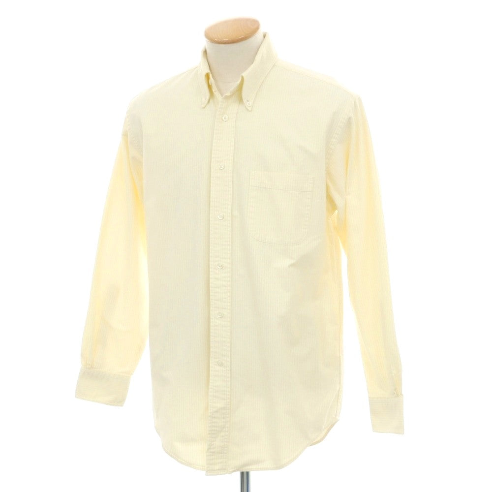 【中古】ブルックスブラザーズ Brooks Brothers コットン ストライプ ボタンダウン カジュアルシャツ ライトイエローxホワイト【サイズS】【 状態ランクB 】【 メンズ 】