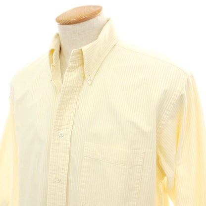 【中古】ブルックスブラザーズ Brooks Brothers コットン ストライプ ボタンダウン カジュアルシャツ ライトイエローxホワイト【サイズS】【 状態ランクB 】【 メンズ 】