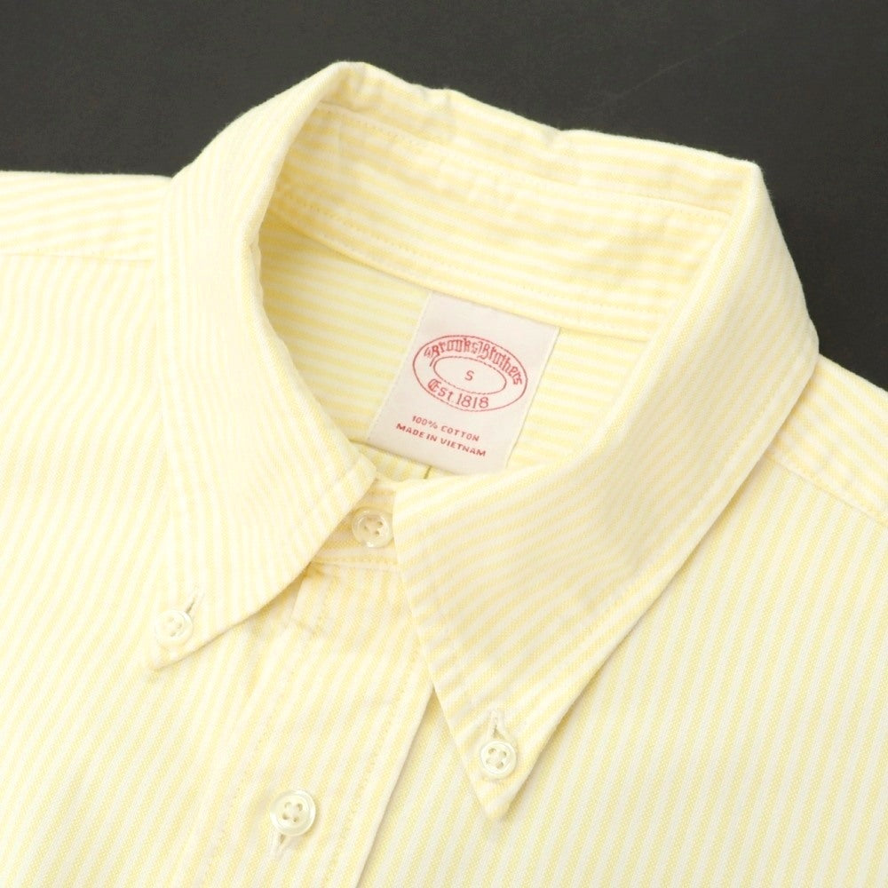 【中古】ブルックスブラザーズ Brooks Brothers コットン ストライプ ボタンダウン カジュアルシャツ ライトイエローxホワイト【サイズS】【 状態ランクB 】【 メンズ 】