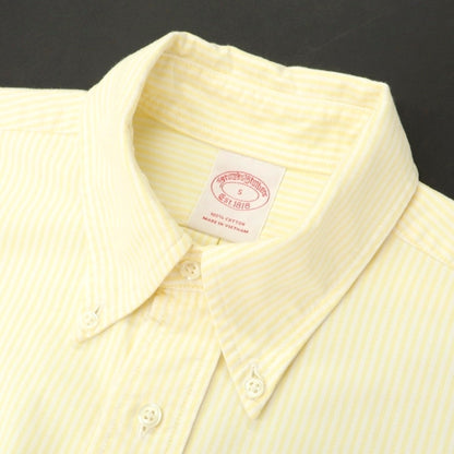 【中古】ブルックスブラザーズ Brooks Brothers コットン ストライプ ボタンダウン カジュアルシャツ ライトイエローxホワイト【サイズS】【 状態ランクB 】【 メンズ 】
