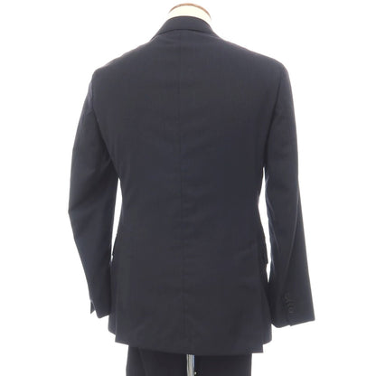 【中古】ラルディーニ LARDINI ウール ストライプ 3つボタンスーツ ネイビーxグレー【サイズ46】【 状態ランクC 】【 メンズ 】