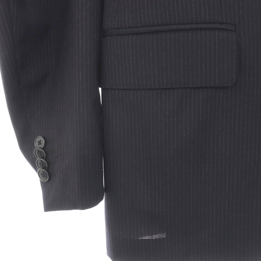 【中古】ラルディーニ LARDINI ウール ストライプ 3つボタンスーツ ネイビーxグレー【サイズ46】【 状態ランクC 】【 メンズ 】