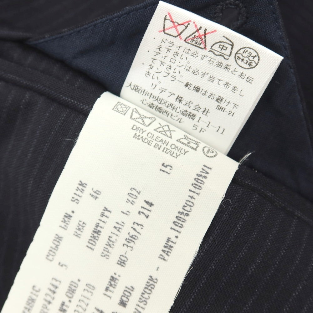 【中古】ラルディーニ LARDINI ウール ストライプ 3つボタンスーツ ネイビーxグレー【サイズ46】【 状態ランクC 】【 メンズ 】