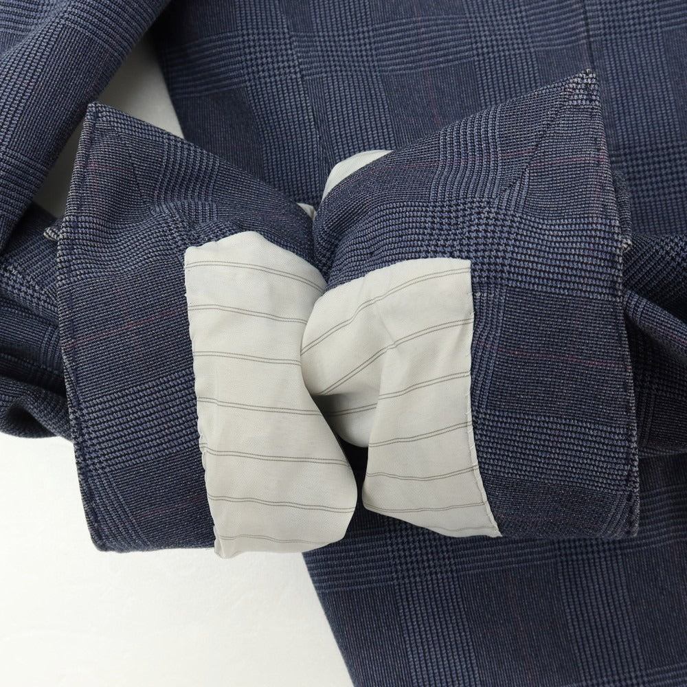 【中古】ラルディーニ LARDINI コットンシルクナイロン グレンチェック 3B カジュアルジャケット ブルーxブラック【サイズ44】【 状態ランクB 】【 メンズ 】