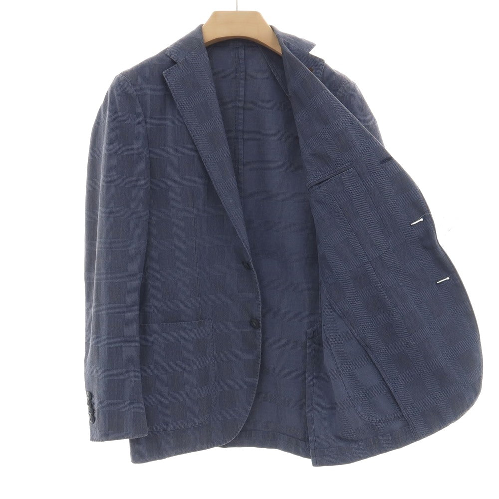 【中古】ラルディーニ LARDINI コットンシルクナイロン グレンチェック 3B カジュアルジャケット ブルーxブラック【サイズ44】【 状態ランクB 】【 メンズ 】