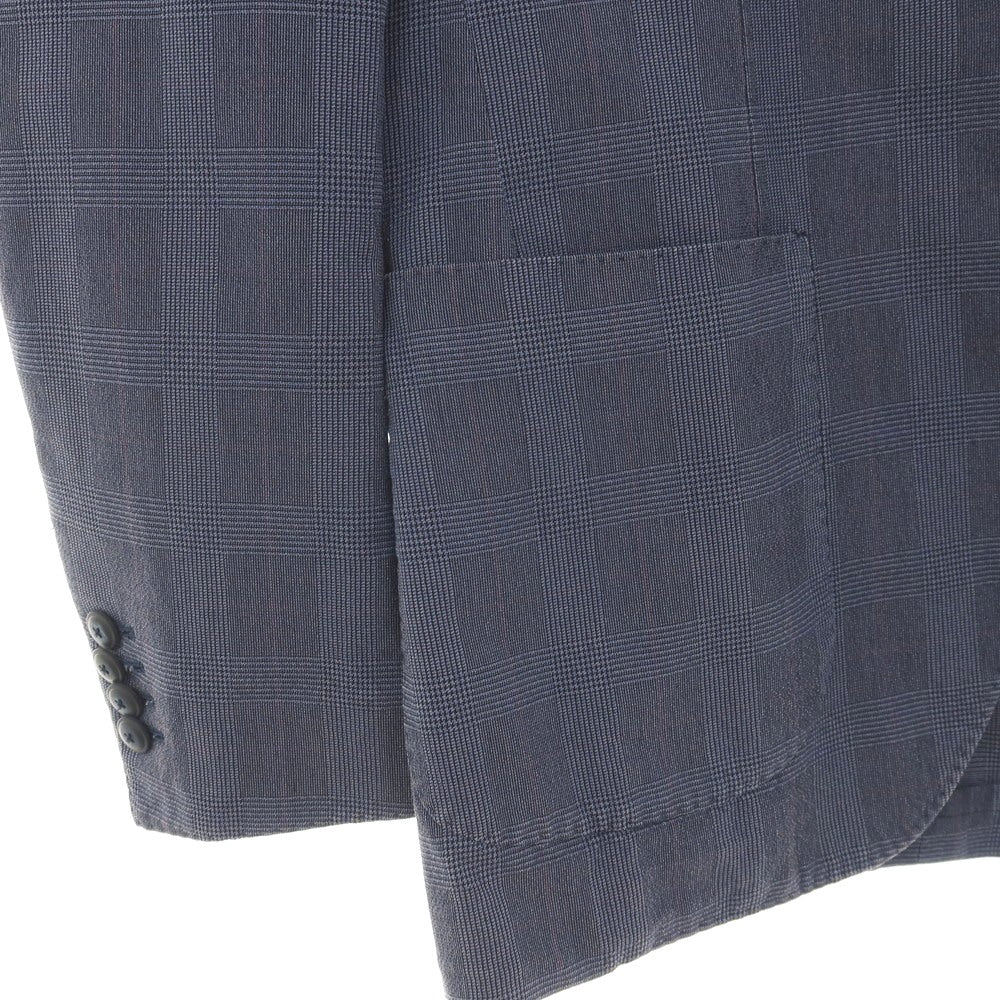 【中古】ラルディーニ LARDINI コットンシルクナイロン グレンチェック 3B カジュアルジャケット ブルーxブラック【サイズ44】【 状態ランクB 】【 メンズ 】