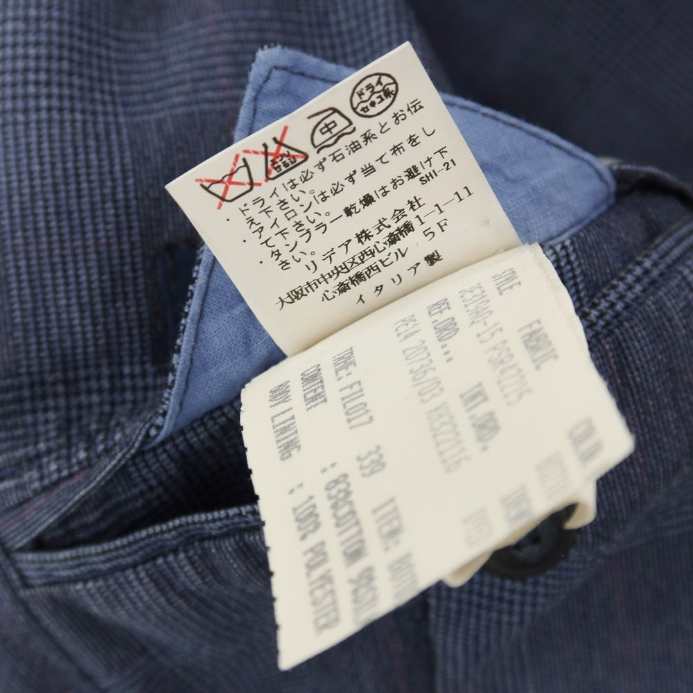 【中古】ラルディーニ LARDINI コットンシルクナイロン グレンチェック 3B カジュアルジャケット ブルーxブラック【サイズ44】【 状態ランクB 】【 メンズ 】