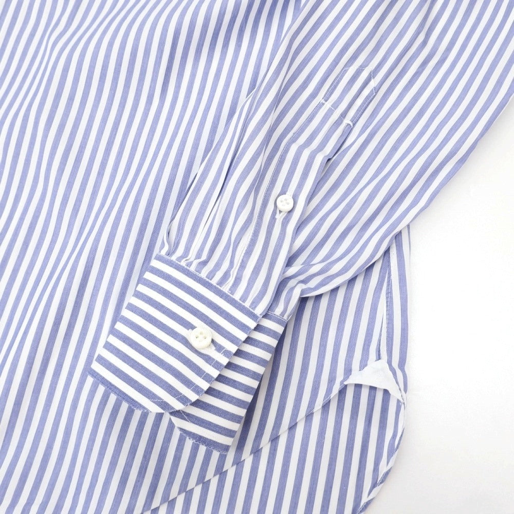 【中古】バルバ BARBA コットン ワイドカラー ストライプ ドレスシャツ ライトネイビーxホワイト【サイズ38】【 状態ランクB 】【 メンズ 】