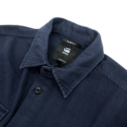 【新品】ジースターロウ G-STAR RAW コットン ガーメントダイ レギュラーカラー カジュアルシャツ ネイビー【サイズS】【 状態ランクN 】【 メンズ 】