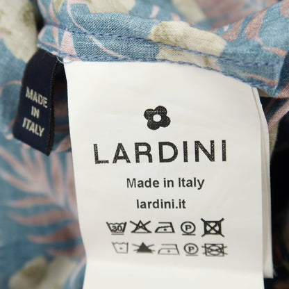 【中古】ラルディーニ LARDINI コットン ボタニカル柄 プリント レギュラーカラー カジュアルシャツ ダークブルーグリーンxピンク系【サイズ42】【 状態ランクB 】【 メンズ 】