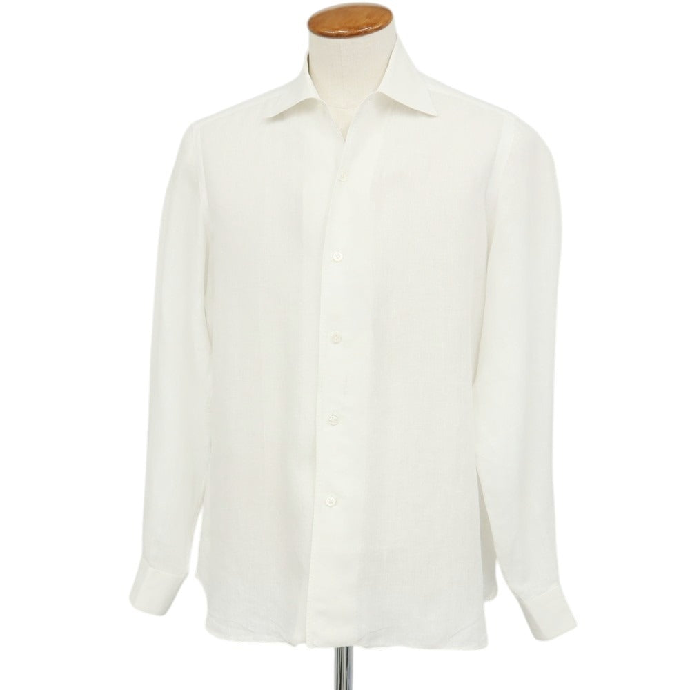 【中古】バルバ BARBA BARNEYS NEW YORK別注 リネン ワンピースカラー カジュアルシャツ ホワイト【サイズ40】【 状態ランクC 】【 メンズ 】