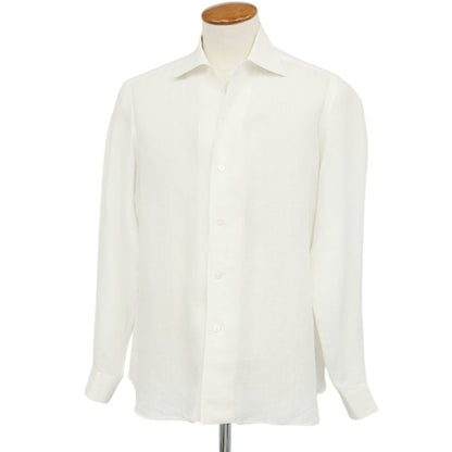 【中古】バルバ BARBA BARNEYS NEW YORK別注 リネン ワンピースカラー カジュアルシャツ ホワイト【サイズ40】【 状態ランクC 】【 メンズ 】
