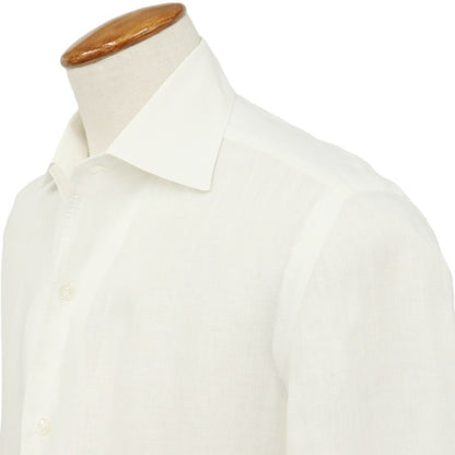 【中古】バルバ BARBA BARNEYS NEW YORK別注 リネン ワンピースカラー カジュアルシャツ ホワイト【サイズ40】【 状態ランクC 】【 メンズ 】