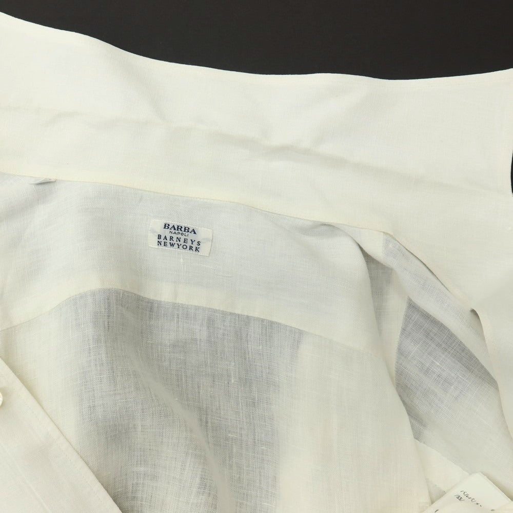 【中古】バルバ BARBA BARNEYS NEW YORK別注 リネン ワンピースカラー カジュアルシャツ ホワイト【サイズ40】【 状態ランクC 】【 メンズ 】