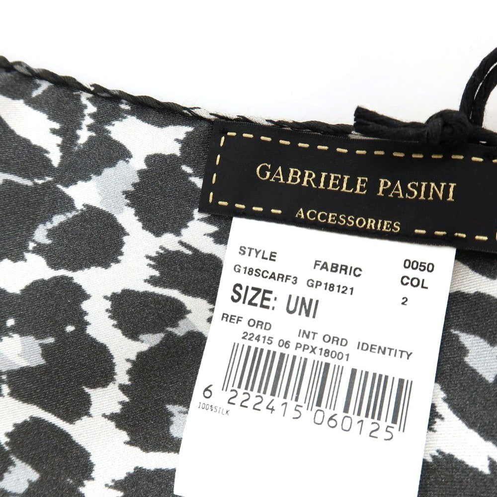 【中古】ガブリエレ パジーニ Gabriele Pasini シルク レオパード プリント ストール ブラックxグレージュ【 状態ランクA 】【 メンズ 】