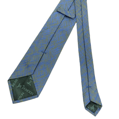 【中古】ジムトンプソン JIM THOMPSON シルク ジャカード ネクタイ ブルーxライトオリーブグリーン【 状態ランクA 】【 メンズ 】