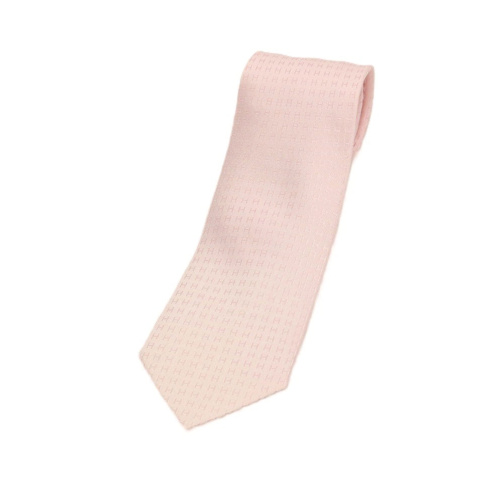 【中古】エルメス HERMES シルク ジャカード Hロゴ ネクタイ ライトピンク【 状態ランクB 】【 メンズ 】