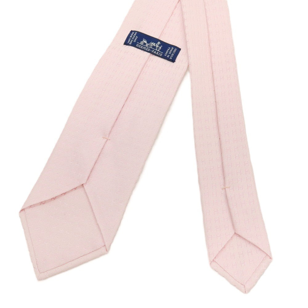 【中古】エルメス HERMES シルク ジャカード Hロゴ ネクタイ ライトピンク【 状態ランクB 】【 メンズ 】