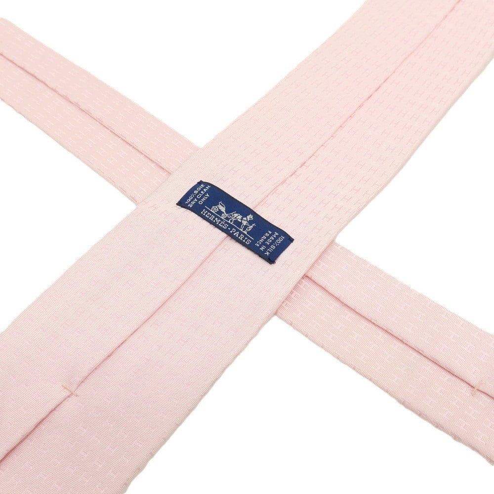 【中古】エルメス HERMES シルク ジャカード Hロゴ ネクタイ ライトピンク【 状態ランクB 】【 メンズ 】