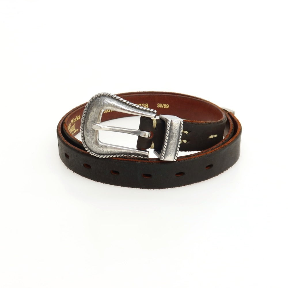 【中古】ヴィンテージワークス VINTAGE WORKS ウエスタン レザー ベルト ブラック系xシルバー【サイズ35/89】【 状態ランクA 】【 メンズ 】