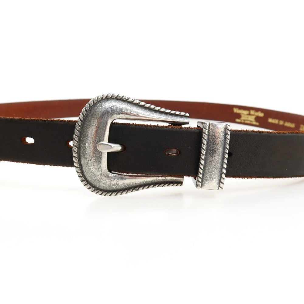 【中古】ヴィンテージワークス VINTAGE WORKS ウエスタン レザー ベルト ブラック系xシルバー【サイズ35/89】【 状態ランクA 】【 メンズ 】