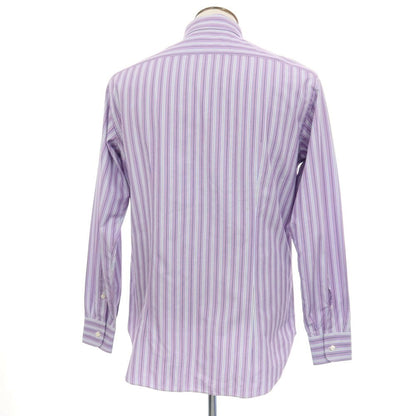 【中古】ブリオーニ Brioni コットン ストライプ ボタンダウン ドレスシャツ パープルxホワイト【サイズ4】【 状態ランクB 】【 メンズ 】