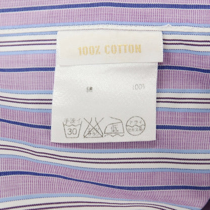 【中古】ブリオーニ Brioni コットン ストライプ ボタンダウン ドレスシャツ パープルxホワイト【サイズ4】【 状態ランクB 】【 メンズ 】
