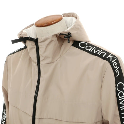 【中古】カルバンクライン Calvin Klein ポリエステル ロゴライン ジップアップ フーデッド シェルジャケット ベージュ【サイズM】【 状態ランクB 】【 メンズ 】