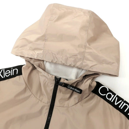 【中古】カルバンクライン Calvin Klein ポリエステル ロゴライン ジップアップ フーデッド シェルジャケット ベージュ【サイズM】【 状態ランクB 】【 メンズ 】