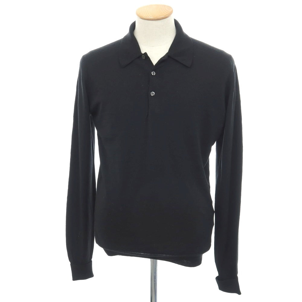 【中古】ジョンスメドレー JOHN SMEDLEY ハイゲージ ウール 長袖 ポロニット ブラック【サイズS】【 状態ランクC 】【 メンズ 】