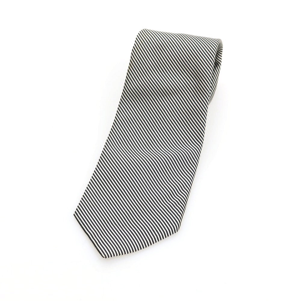 【中古】バーニーズニューヨーク BARNEYS NEWYORK シルク ストライプ柄ネクタイ ブラックxホワイト【 状態ランクC 】【 メンズ 】