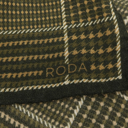 【中古】ロダ RODA ウールシルク チェック プリント ポケットチーフ オリーブグリーンxブラウンベージュ【 状態ランクB 】【 メンズ 】