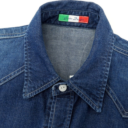 【中古】ジオット Giotto コットン デニム エルボーパッチ ウエスタンシャツ ネイビー【サイズS】【 状態ランクC 】【 メンズ 】