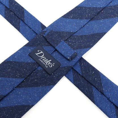【中古】ドレイクス DRAKES レーヨンシルクナイロン ストライプ柄ネクタイ ネイビーxブルー【 状態ランクC 】【 メンズ 】