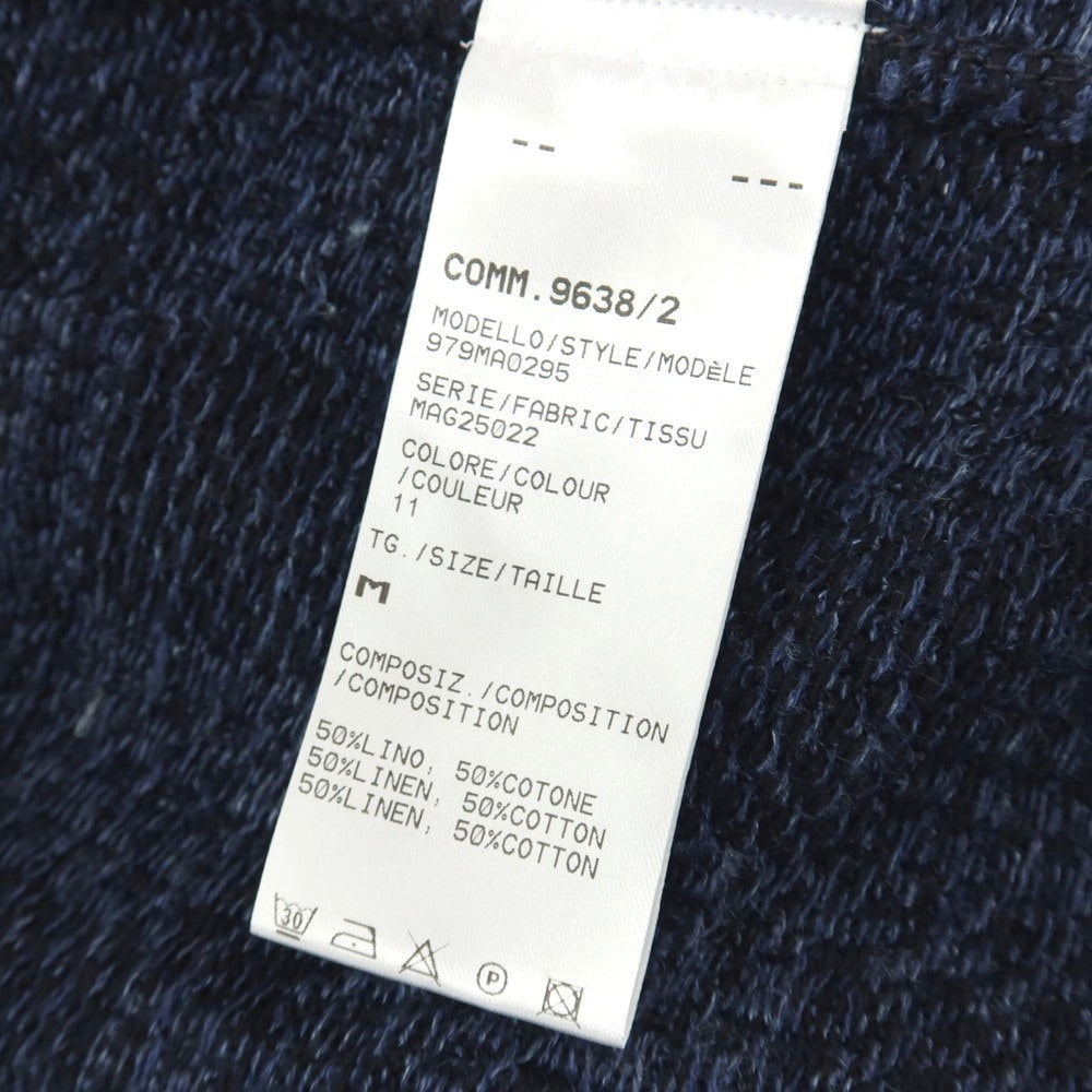 【中古】イレブンティ eleventy リネンコットン チェック 2B ニットジャケット ネイビー【サイズM】【 状態ランクB 】【 メンズ 】
