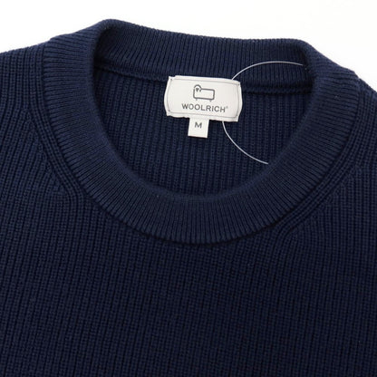 【中古】ウールリッチ WOOLRICH ミドルゲージ コットン リブ編み クルーネック プルオーバーニット ネイビー【サイズM】【 状態ランクB 】【 メンズ 】