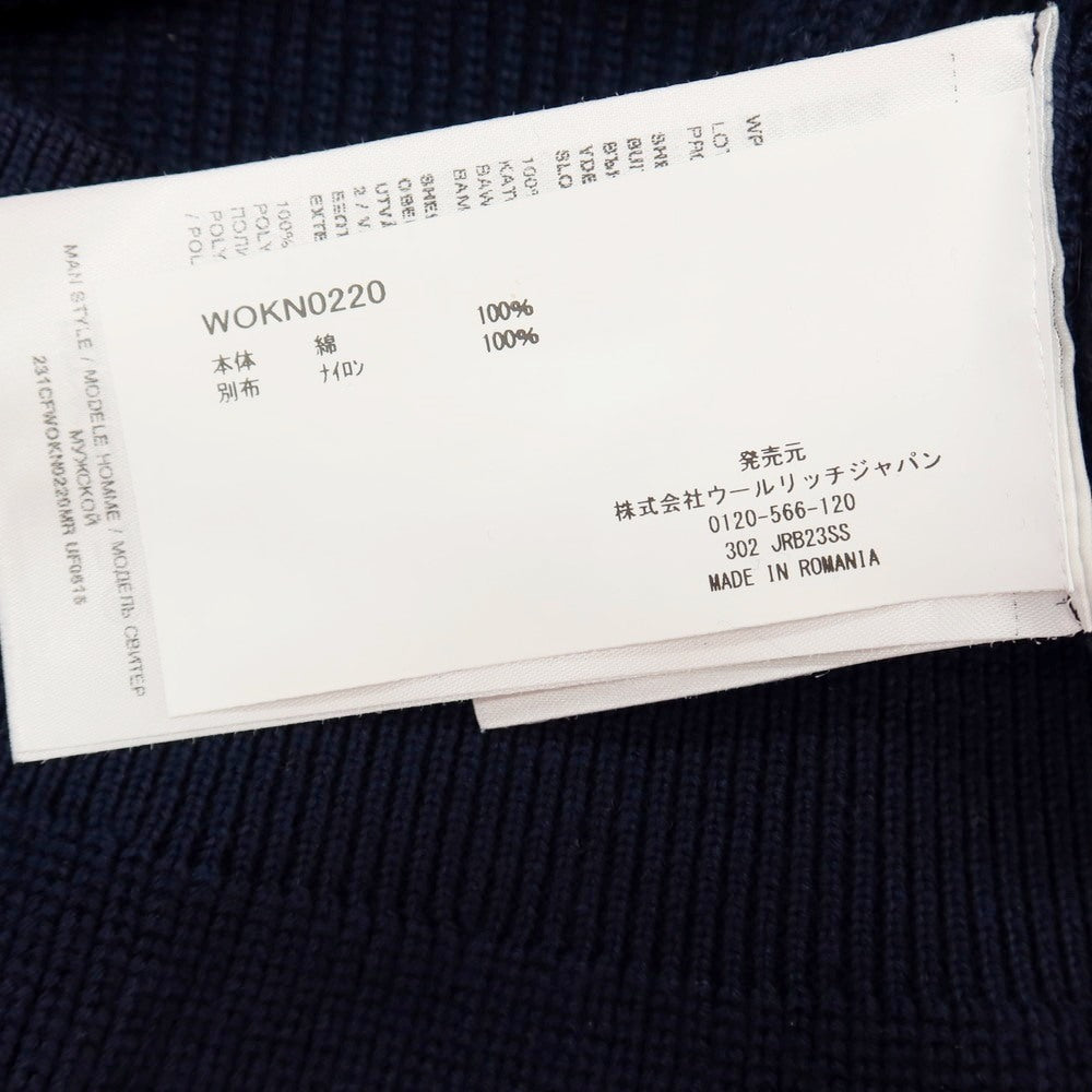【中古】ウールリッチ WOOLRICH ミドルゲージ コットン リブ編み クルーネック プルオーバーニット ネイビー【サイズM】【 状態ランクB 】【 メンズ 】