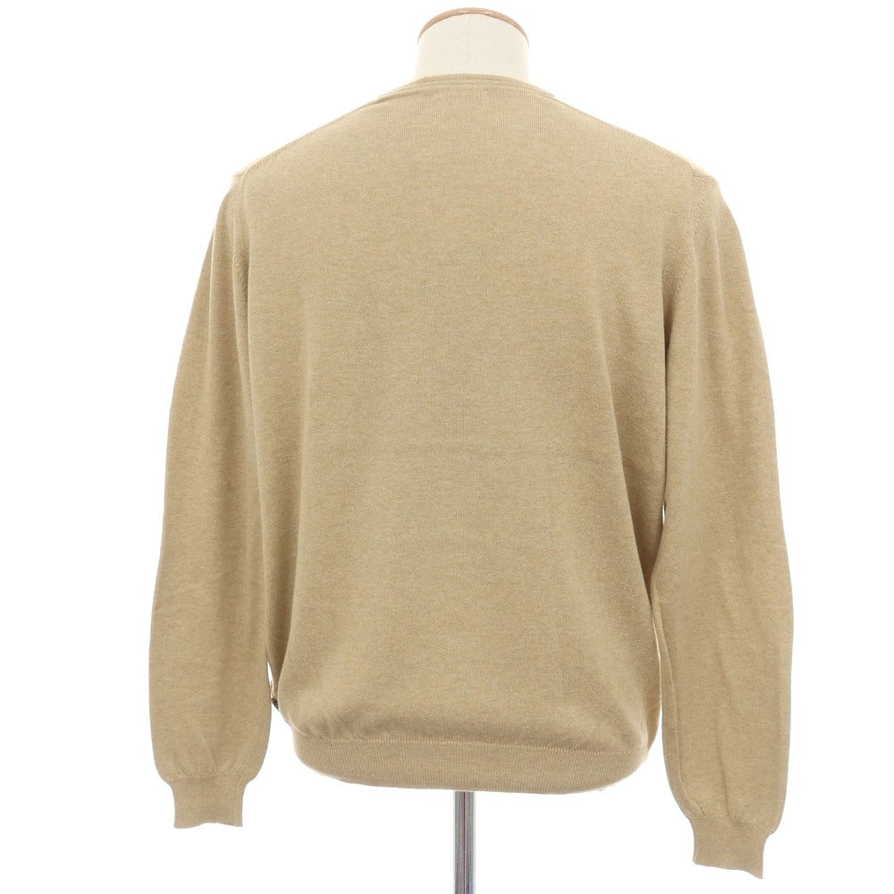 【中古】バーバリーロンドン BURBERRY LONDON ハイゲージ コットン Vネック プルオーバーニット ベージュ【サイズS】【 状態ランクC 】【 メンズ 】