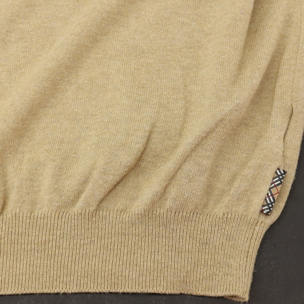 【中古】バーバリーロンドン BURBERRY LONDON ハイゲージ コットン Vネック プルオーバーニット ベージュ【サイズS】【 状態ランクC 】【 メンズ 】