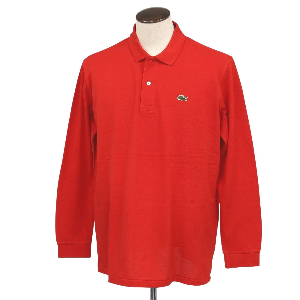 【中古】ラコステ LACOSTE コットン 鹿の子 長袖ポロシャツ レッド【サイズFR7】【 状態ランクA 】【 メンズ 】