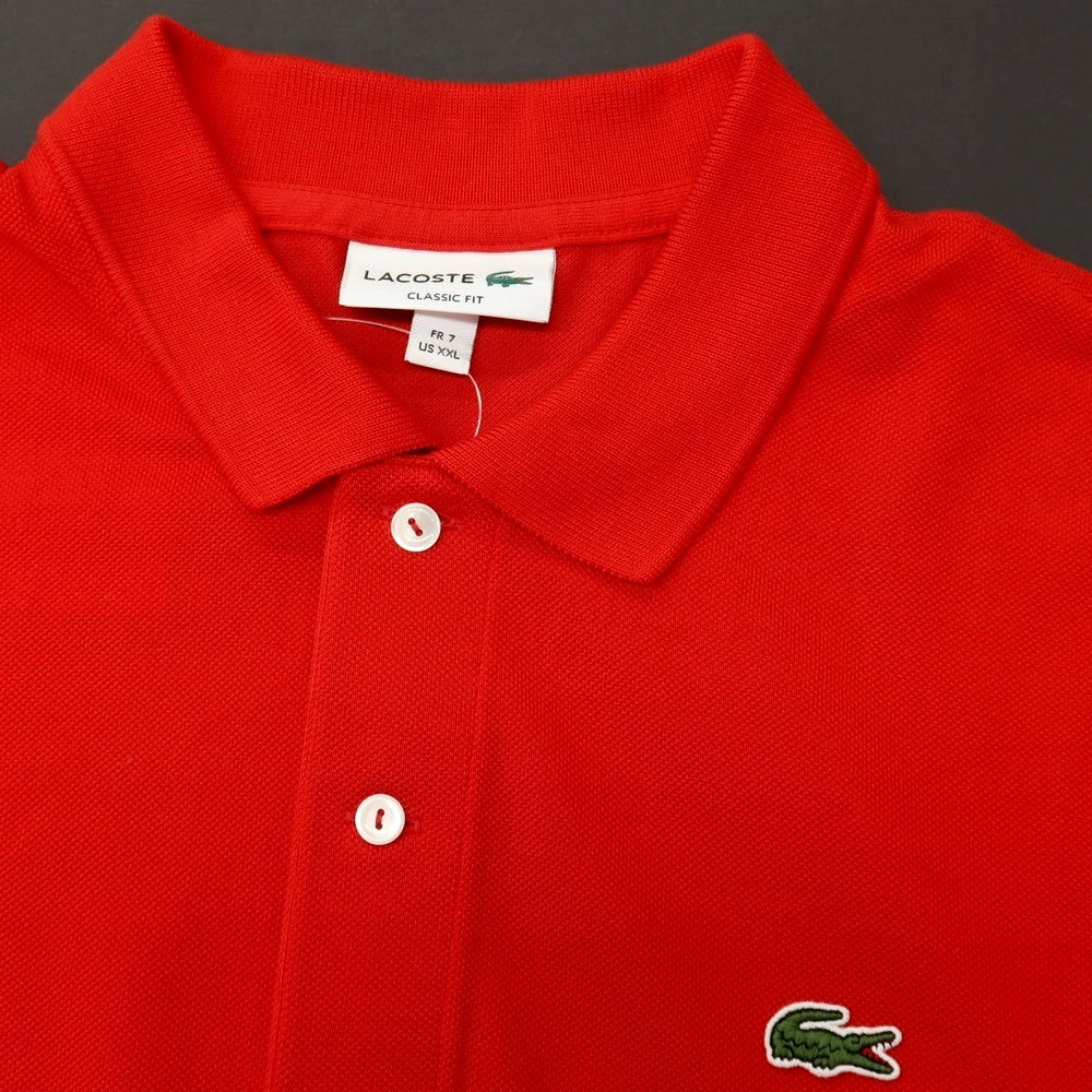 【中古】ラコステ LACOSTE コットン 鹿の子 長袖ポロシャツ レッド【サイズFR7】【 状態ランクA 】【 メンズ 】