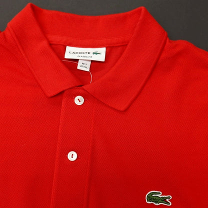 【中古】ラコステ LACOSTE コットン 鹿の子 長袖ポロシャツ レッド【サイズFR7】【 状態ランクA 】【 メンズ 】