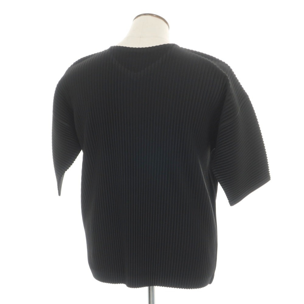【中古】オム プリッセ イッセイミヤケ HOMME PLISSE ISSEY MIYAKE 2026年秋冬 プリーツ Ｖネック 半袖カットソー ブラック【サイズ表記なし（L位）】【 状態ランクA 】【 メンズ 】