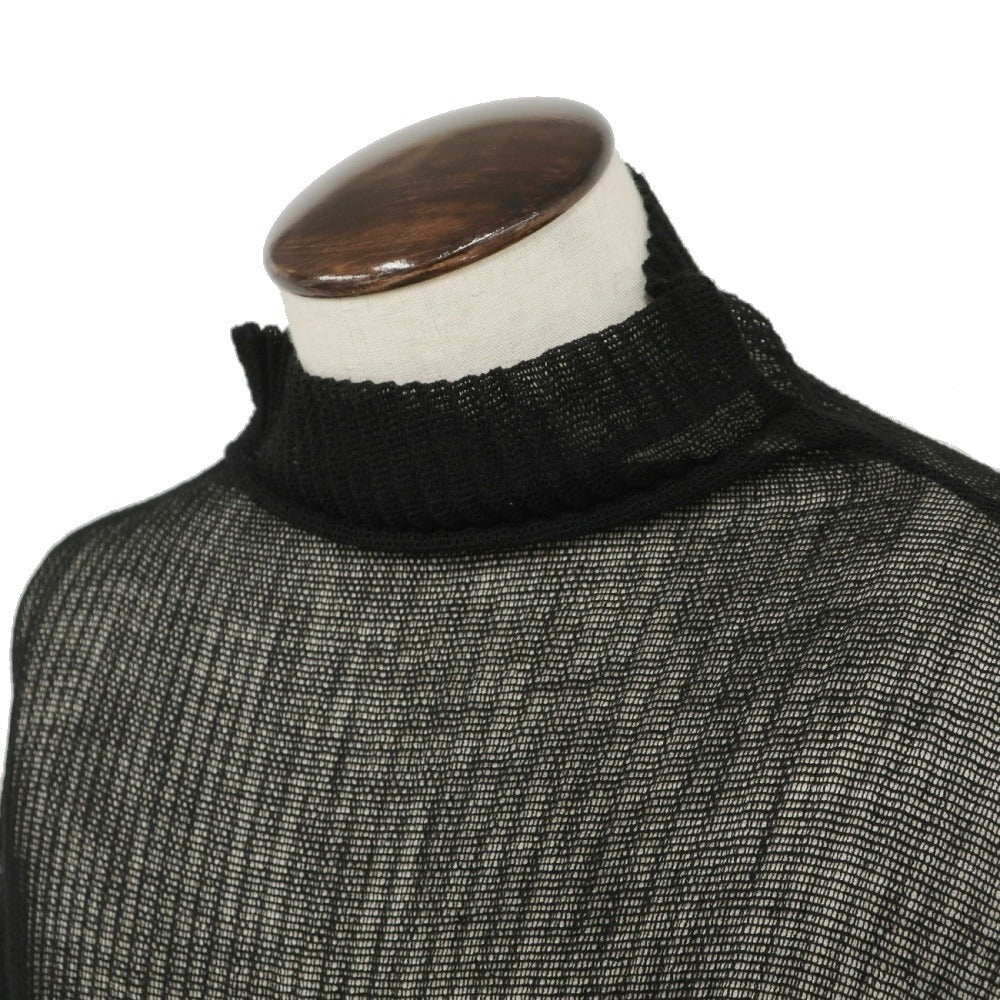 【中古】オム プリッセ イッセイミヤケ HOMME PLISSE ISSEY MIYAKE 2026年秋冬 プリーツ メッシュ オフタートル 長袖カットソー ブラック【サイズ表記なし（L位）】【 状態ランクA 】【 メンズ 】