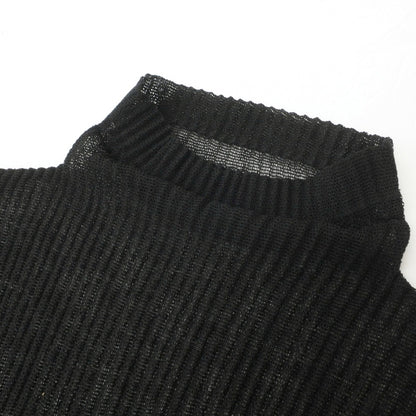 【中古】オム プリッセ イッセイミヤケ HOMME PLISSE ISSEY MIYAKE 2026年秋冬 プリーツ メッシュ オフタートル 長袖カットソー ブラック【サイズ表記なし（L位）】【 状態ランクA 】【 メンズ 】