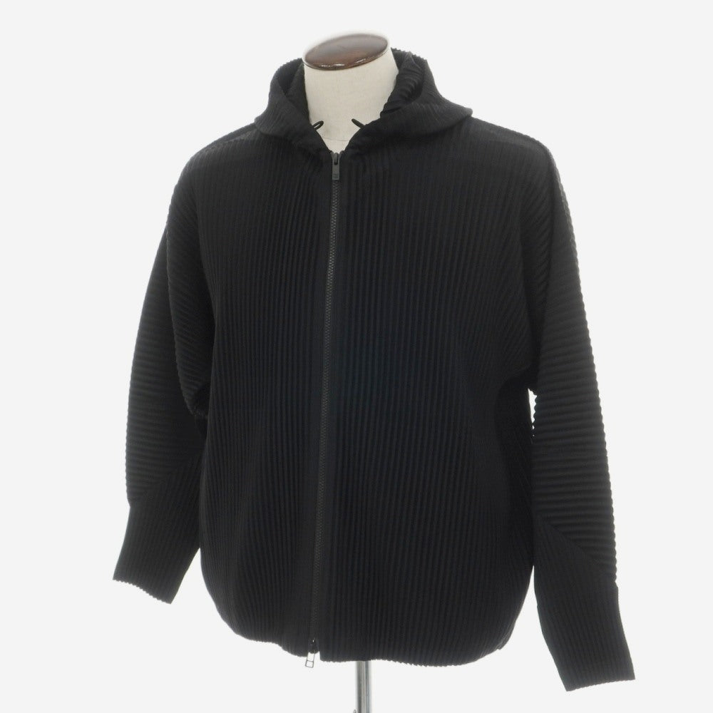【中古】オム プリッセ イッセイミヤケ HOMME PLISSE ISSEY MIYAKE 2026年秋冬 プリーツ ダブルジップ パーカー ブラック【サイズ表記なし（L位）】【 状態ランクA 】【 メンズ 】