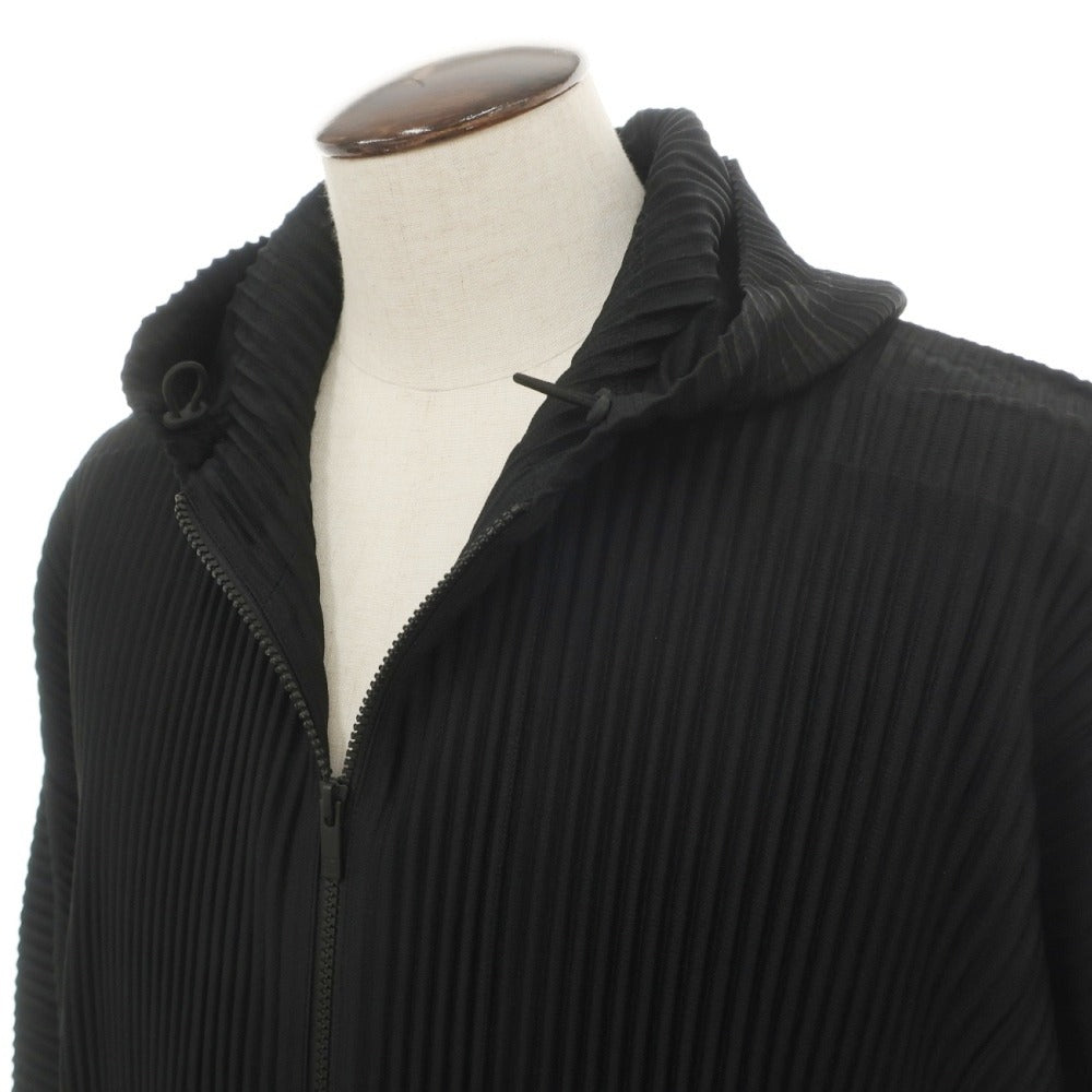 【中古】オム プリッセ イッセイミヤケ HOMME PLISSE ISSEY MIYAKE 2026年秋冬 プリーツ ダブルジップ パーカー ブラック【サイズ表記なし（L位）】【 状態ランクA 】【 メンズ 】