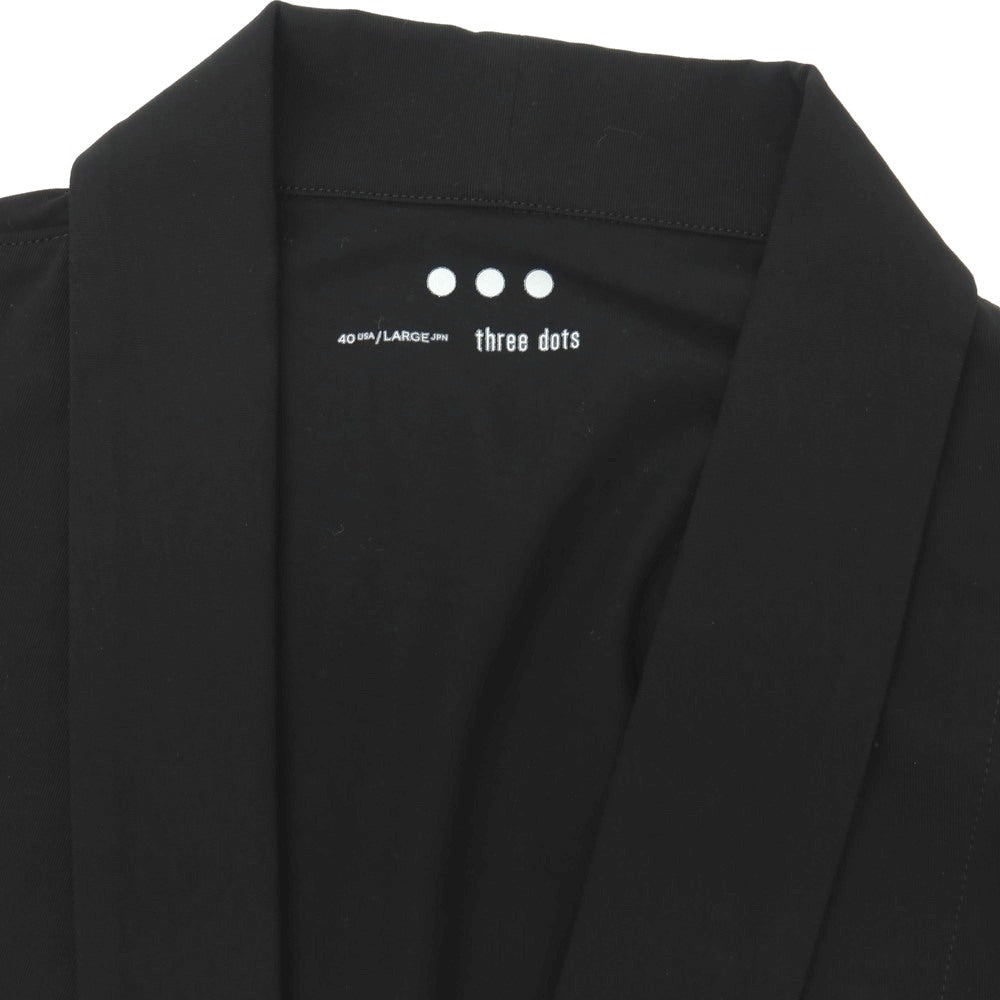 【中古】スリードッツ three dots コットンポリウレタン ジャージー ショールカラー ボタンレス カーディガン ブラック【サイズL】【 状態ランクB 】【 メンズ 】