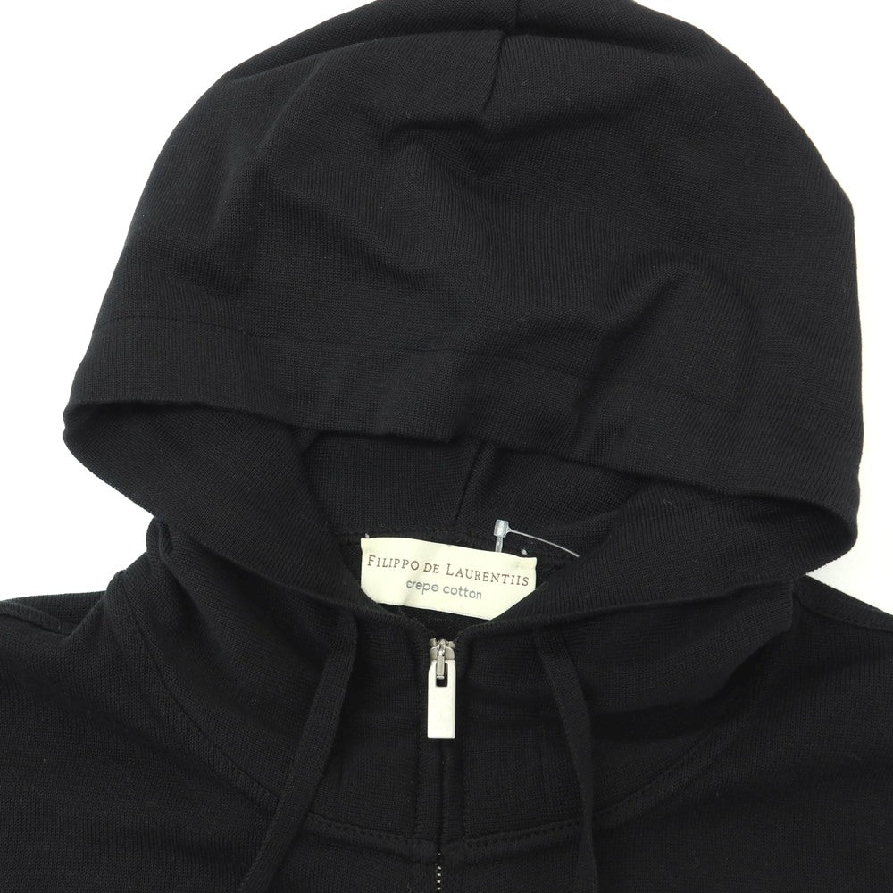【中古】フィリッポ デ ローレンティス FILIPPO DE LAURENTIIS クレープコットン ダブルジップ ニット パーカー ブラック【サイズ50】【 状態ランクB 】【 メンズ 】